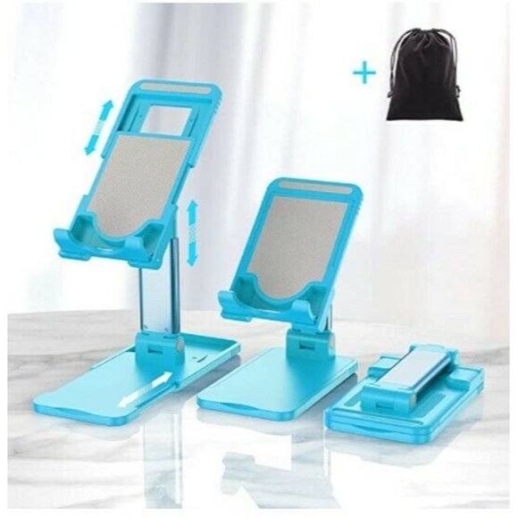 Cellphone & Tablet Holder Foldable-Adjustable-Portable (Blue) with travel bag - Picture 1 of 1